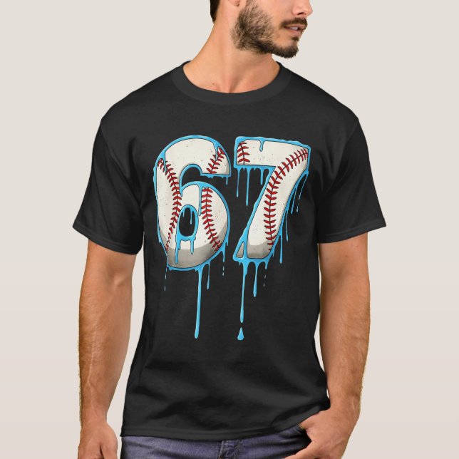 Baseball Ice Cream Drip 67 Six Seven Meme Number 6 T-Shirt (Front)