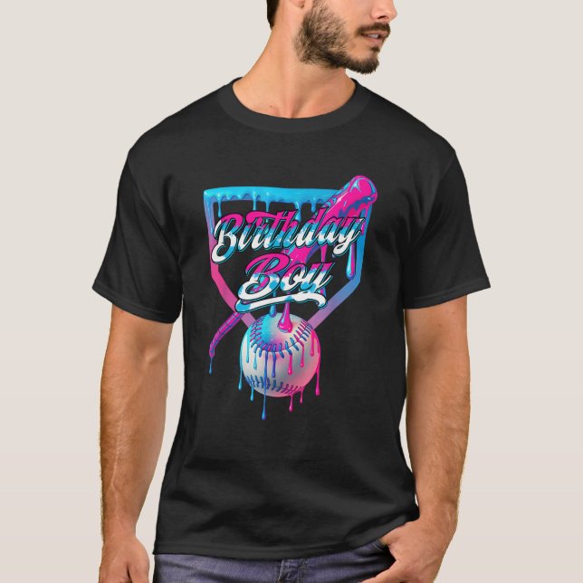 Baseball Ice Cream Drip Birthday Boys Youth Kids P T-Shirt (Front)