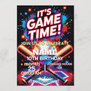 Baseball Ice Cream Drip Birthday Invitation