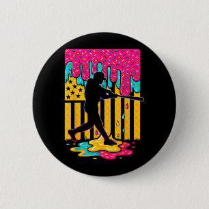 Baseball Ice Cream Drip Boys Girls American Flag 6 Cm Round Badge
