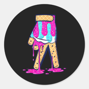 Baseball Ice Cream Drip Boys Glove Sprinkles Baseb Classic Round Sticker