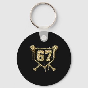 Baseball Ice Cream Drip Camo Number 67 Player 67th Key Ring