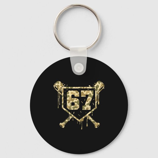 Baseball Ice Cream Drip Camo Number 67 Player 67th Key Ring (Front)