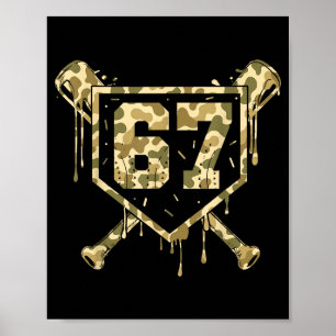 Baseball Ice Cream Drip Camo Number 67 Player 67th Poster
