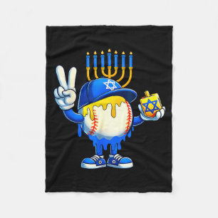 Baseball Ice Cream Drip Dreidel Happy Hanukkah Boy Fleece Blanket