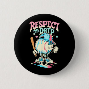 Baseball Ice Cream Drip for Boys Girls Respect The 6 Cm Round Badge
