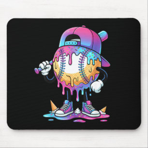 Baseball Ice Cream Drip Meme Bat Boys Sports Cool Mouse Mat