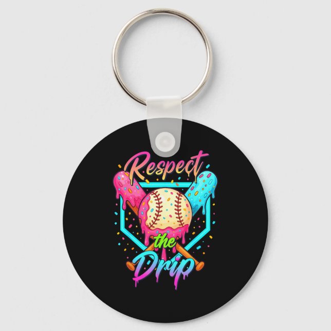 Baseball Ice Cream Drip Number 67 Player 67 Respec Key Ring (Front)
