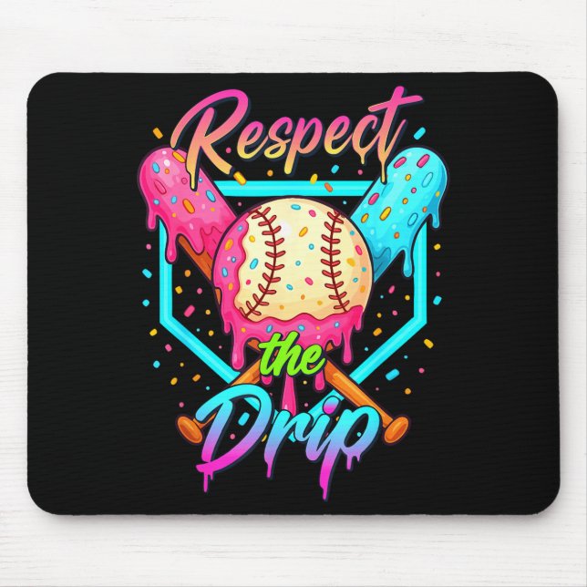 Baseball Ice Cream Drip Number 67 Player 67 Respec Mouse Mat (Front)