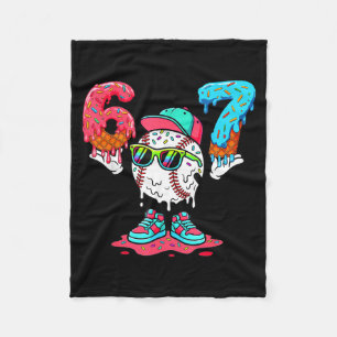 Baseball Ice Cream Drip Number 67 Player 67th Birt Fleece Blanket