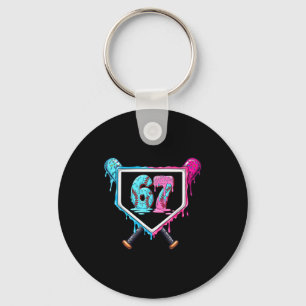 Baseball Ice Cream Drip Number 67 Player 67th Birt Key Ring