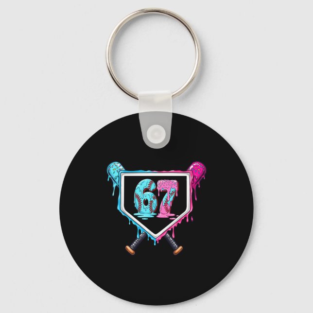 Baseball Ice Cream Drip Number 67 Player 67th Birt Key Ring (Front)
