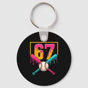 Baseball Ice Cream Drip Number 67 Player 67th Birt Key Ring