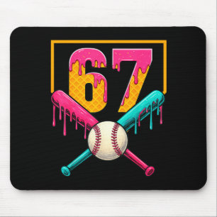 Baseball Ice Cream Drip Number 67 Player 67th Birt Mouse Mat