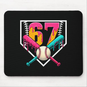 Baseball Ice Cream Drip Number 67 Player 67th Birt Mouse Mat