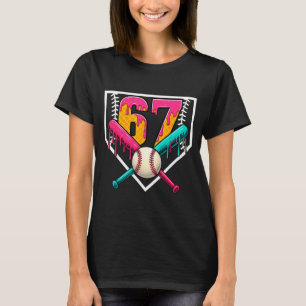 Baseball Ice Cream Drip Number 67 Player 67th Birt T-Shirt