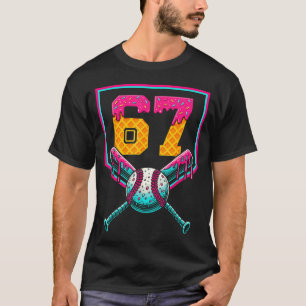 Baseball Ice Cream Drip Number 67 Player 67th Birt T-Shirt