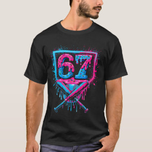 Baseball Ice Cream Drip Number 67 Player 67th Birt T-Shirt