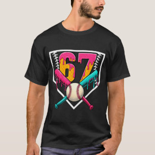 Baseball Ice Cream Drip Number 67 Player 67th Birt T-Shirt