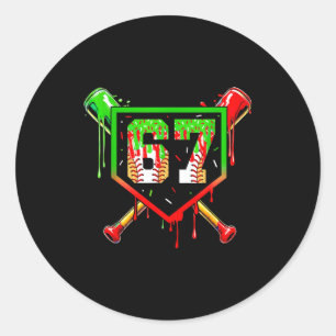Baseball Ice Cream Drip Number 67 Player 6 7 Chris Classic Round Sticker