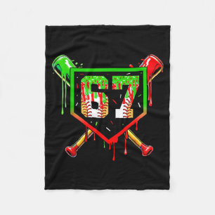 Baseball Ice Cream Drip Number 67 Player 6 7 Chris Fleece Blanket