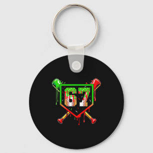 Baseball Ice Cream Drip Number 67 Player 6 7 Chris Key Ring