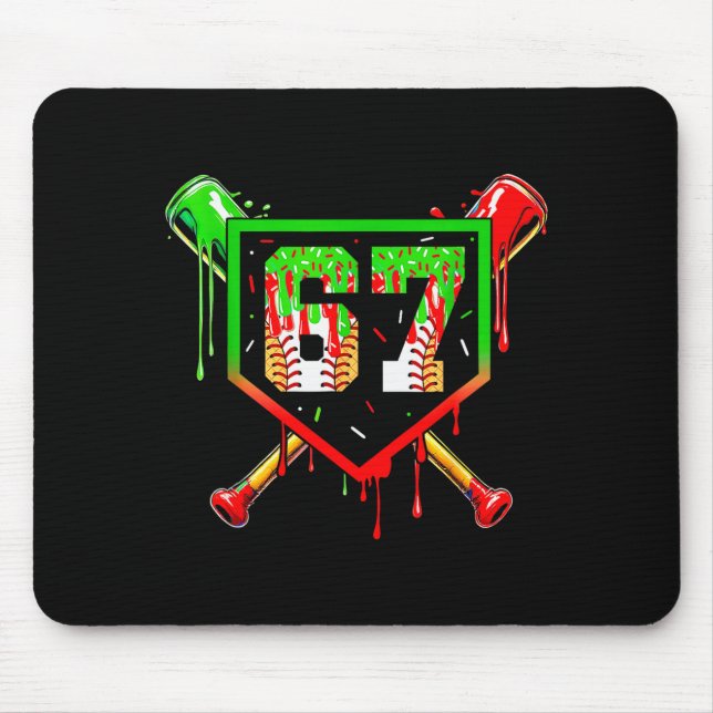 Baseball Ice Cream Drip Number 67 Player 6 7 Chris Mouse Mat (Front)