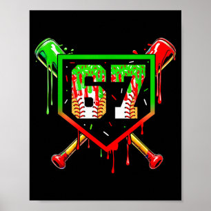Baseball Ice Cream Drip Number 67 Player 6 7 Chris Poster