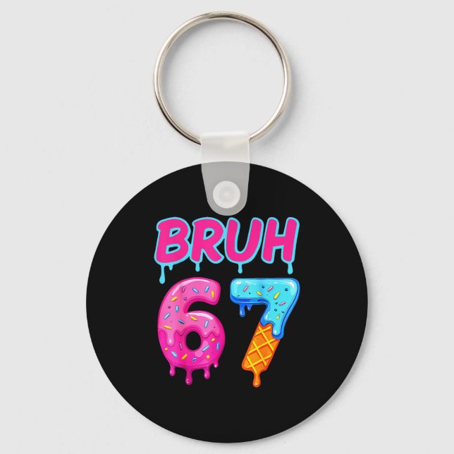 Baseball Ice Cream Drip Number 67 Player Or 67th B Key Ring (Front)