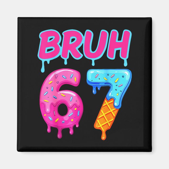 Baseball Ice Cream Drip Number 67 Player Or 67th B Magnet (Front)
