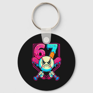 Baseball Ice Cream Drip Number 67 Six Seven Meme 6 Key Ring