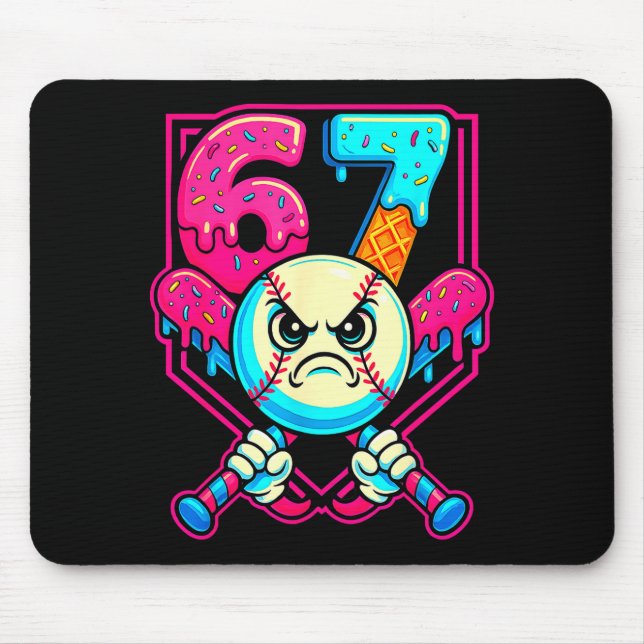 Baseball Ice Cream Drip Number 67 Six Seven Meme 6 Mouse Mat (Front)