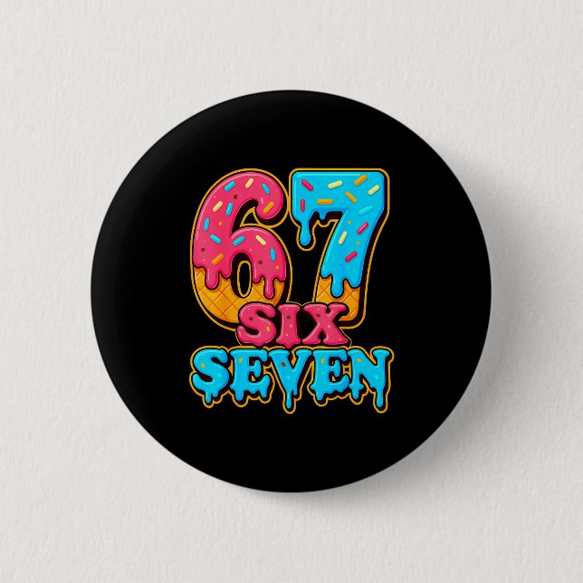Baseball Ice Cream Drip Number 67 Six Seven Meme C 6 Cm Round Badge (Front)