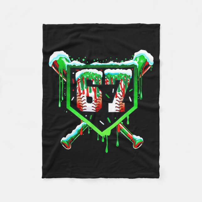 Baseball Ice Cream Drip Number 67 Six Seven Meme C Fleece Blanket (Front)
