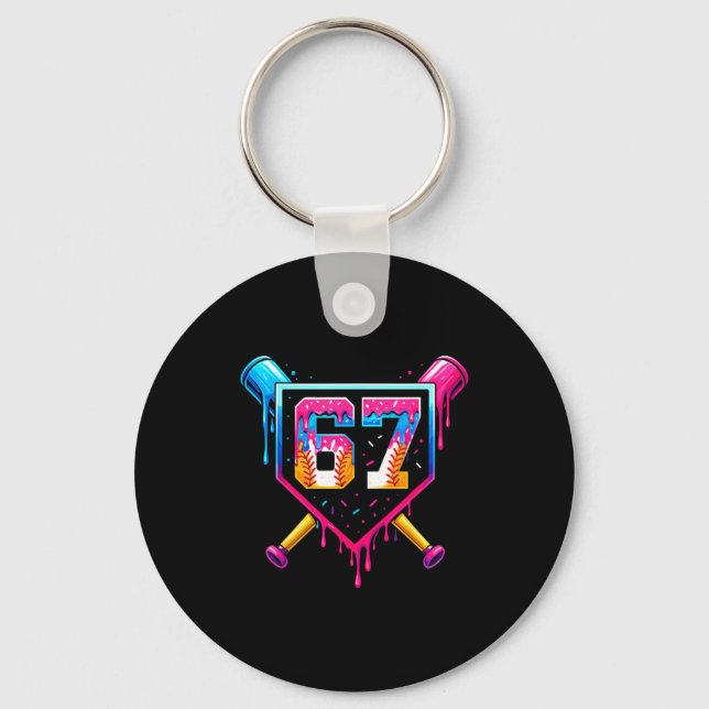 Baseball Ice Cream Drip Number 67 Six Seven Meme C Key Ring (Front)