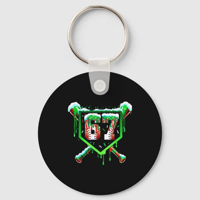 Baseball Ice Cream Drip Number 67 Six Seven Meme C Key Ring (Front)