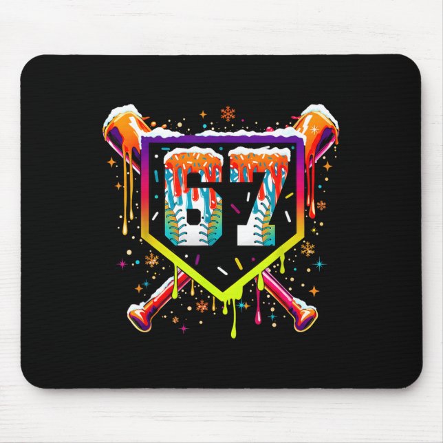 Baseball Ice Cream Drip Number 67 Six Seven Meme C Mouse Mat (Front)