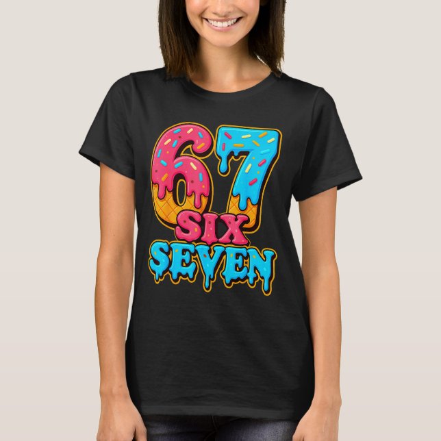 Baseball Ice Cream Drip Number 67 Six Seven Meme C T-Shirt (Front)