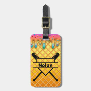 Baseball ice cream drip personalised bag tag