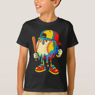 Baseball Ice Cream Drip Youth Back To School Baseb T-Shirt