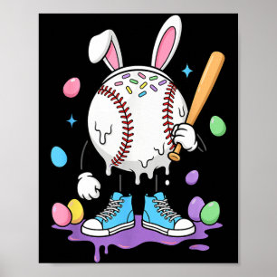 Baseball Ice Cream Drip Youth Boys Cute Easter Spo Poster