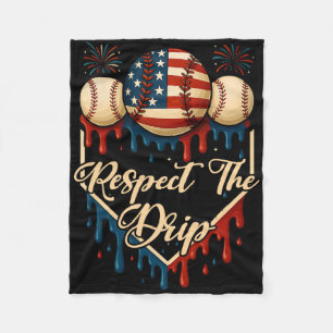 Baseball Ice Cream Dripping 4th Of July Respect Th Fleece Blanket