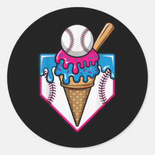 Baseball Ice Cream Dripping Baseball Home Plate Dr Classic Round Sticker