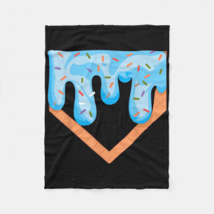 Baseball Ice Cream Dripping Baseball Home Plate Dr Fleece Blanket
