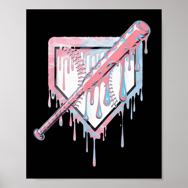 Baseball Ice Cream Dripping Baseball Home Plate Dr Poster (Front)