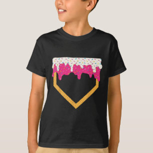 Baseball Ice Cream Dripping Baseball Home Plate Dr T-Shirt
