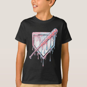 Baseball Ice Cream Dripping Baseball Home Plate Dr T-Shirt