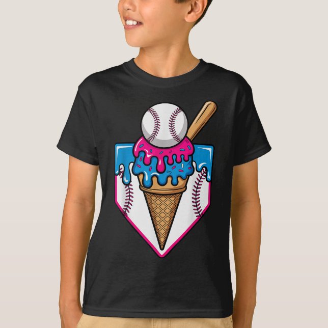 Baseball Ice Cream Dripping Baseball Home Plate Dr T-Shirt (Front)