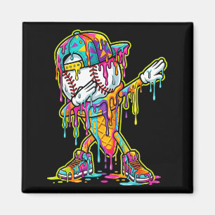 Baseball Ice Cream Dripping Dabbing Baseball Drip Magnet