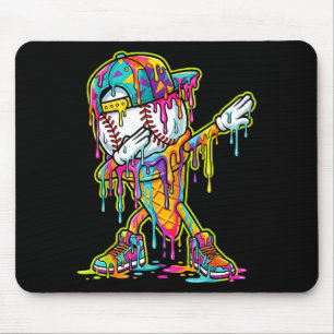 Baseball Ice Cream Dripping Dabbing Baseball Drip Mouse Mat